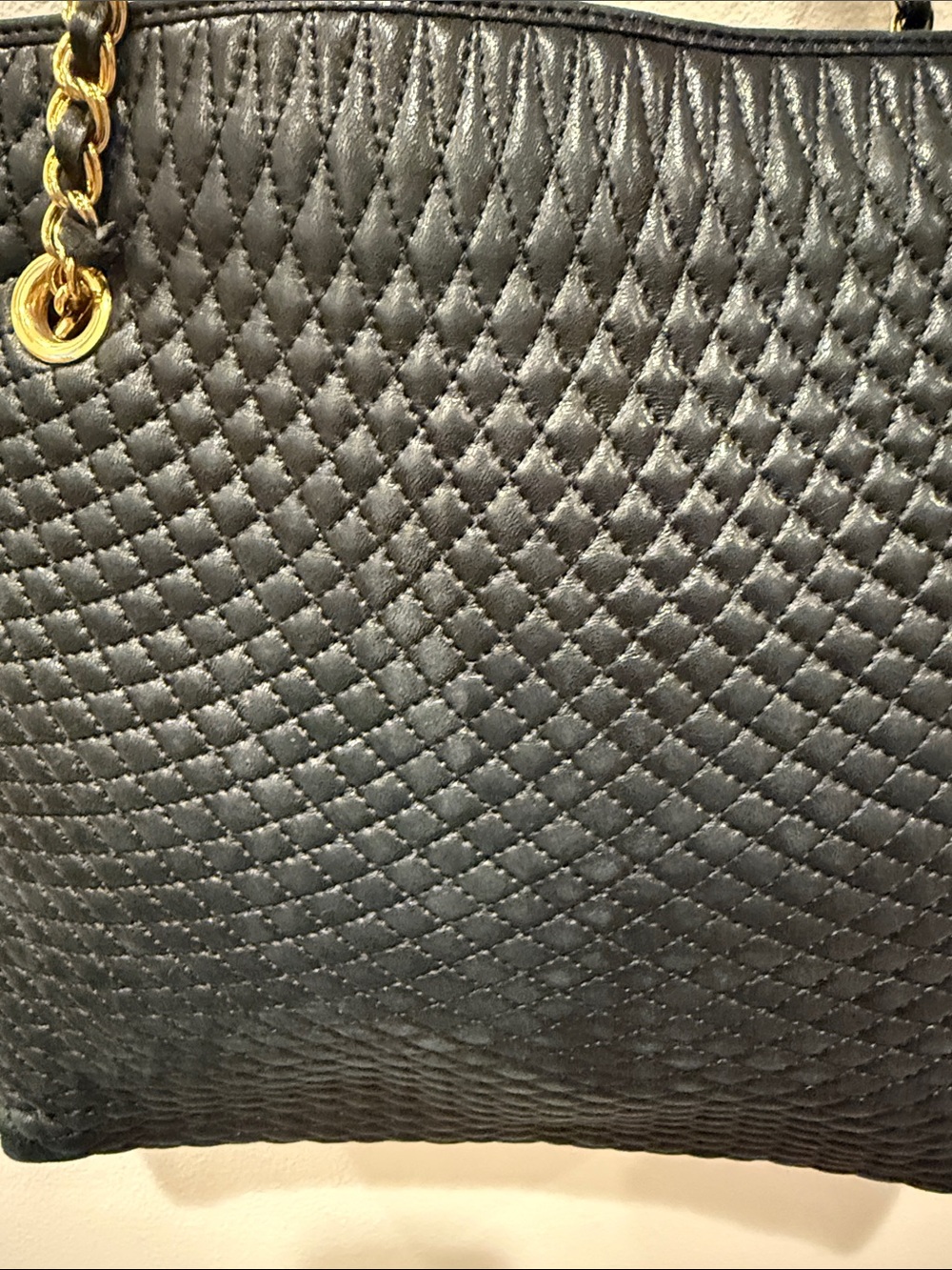 Vintage BALLY Black Diamond Quilted Leather Chain Tote - Picture 2 of 7